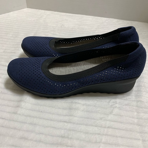 Cloudsteppers by Clarks Shoes - Clarks Cloudsteppers Caddell Trail Platform Size 10 M Navy Blue Suede Shoes